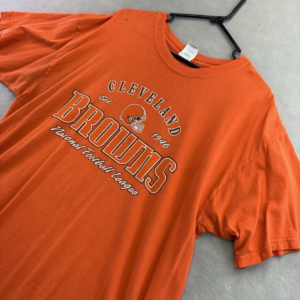 Cleveland Browns Orange T Shirt XL Gildan Heavy Cotton NFL Vtg